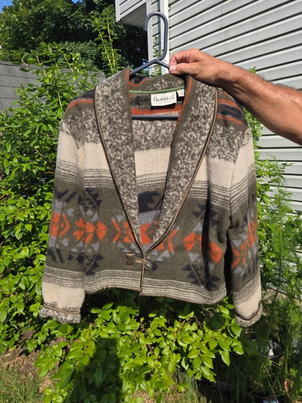 FLASHBACK Vintage Southwestern Aztec Wool Blend Blanket Coat L